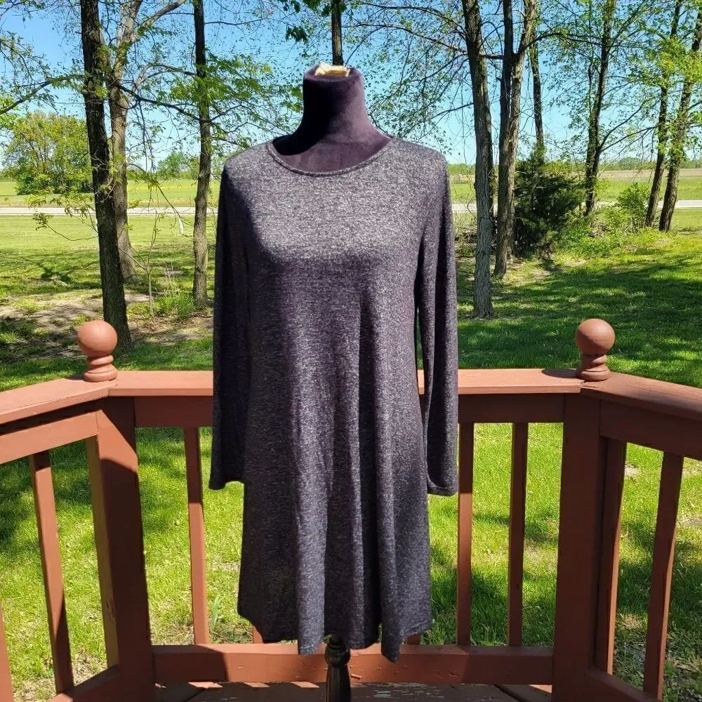 Old Navy Marled Gray Long Sleeve Rolled Round Neck Sweater Dress Size L